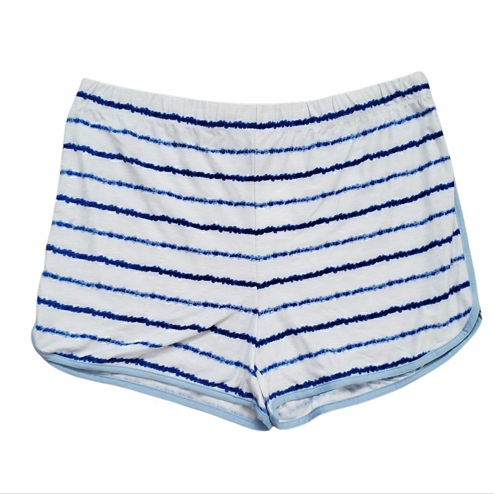 Ladies Blue & White Size XL Super Soft Sleep Shorts